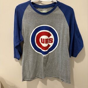 47 Cubs Logo Long Sleeve Tee - Blue and Gray